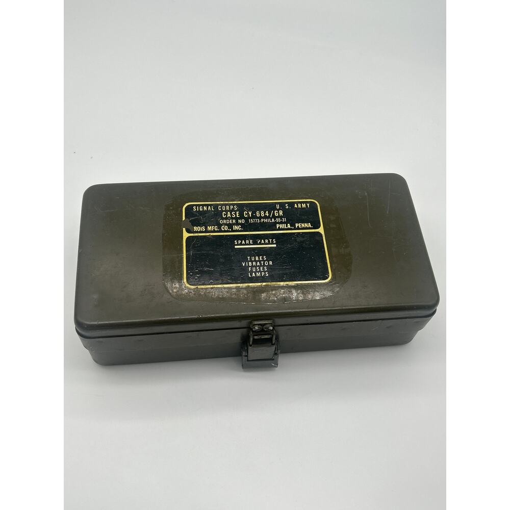 Vintage U.S. Army Signal Corps CY-684/GR Metal Case Spare Parts Box Military